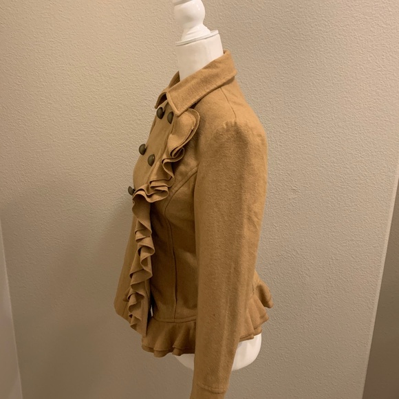 SOLD!UO Kimchi Blue Camel Wool Blend Ruffled coat - Picture 4 of 8